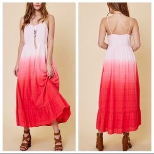 Tie Dye Boho Fuchsia Midi Dress